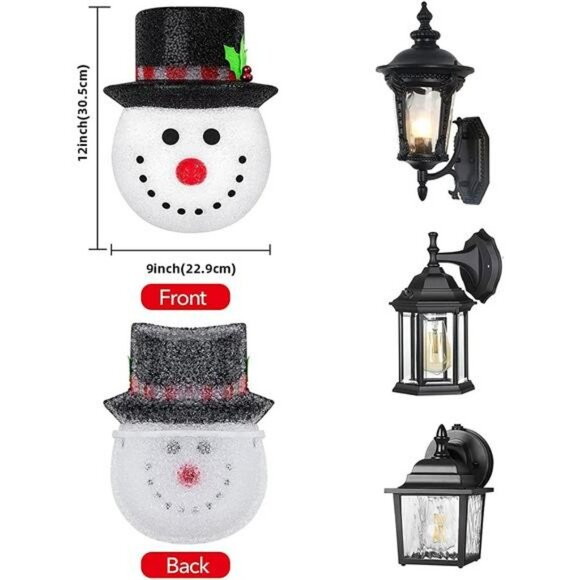 2 Pcs Christmas Porch Light Covers, Outdoor Snowman Christmas Decorations - Picture 4 of 7